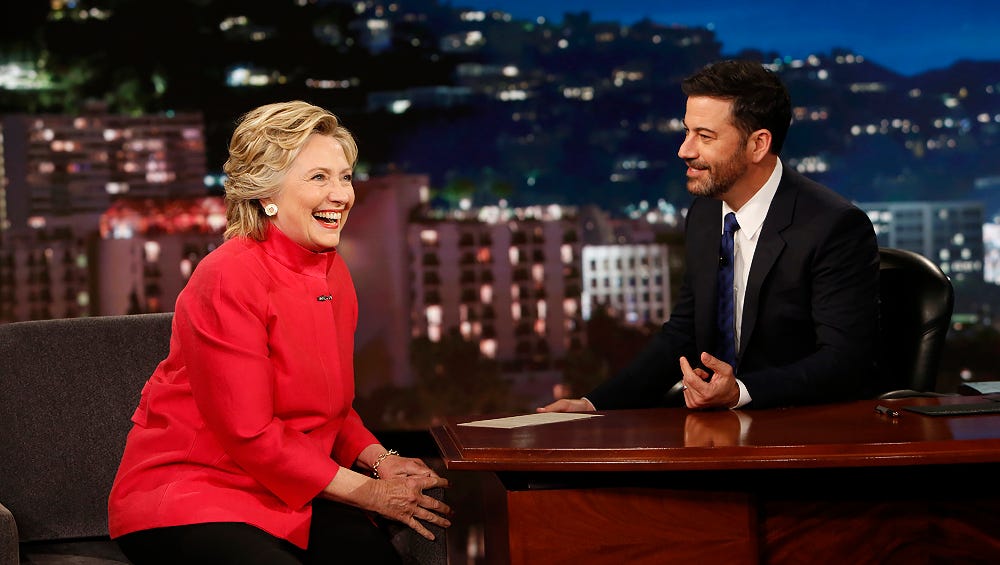 Hillary Clinton tries to read Trump quotes without laughing on 'Kimmel'