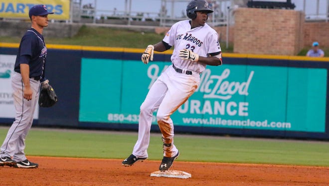The Blue Wahoos; Gabriel Guerrero had the team's only multiple hit night, going 2-for-4 in Saturday's loss at Tennessee.