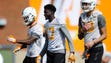 Brandon Johnson (17) warms up during Tennessee Volunteers