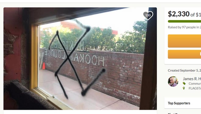 Someone vandalized the Maktoob Hookah Lounge in Flagstaff using Nazi symbols on Sept. 5, 2017. The Council on American-Islamic Relations is asking authorities to investigate it as a hate crime.