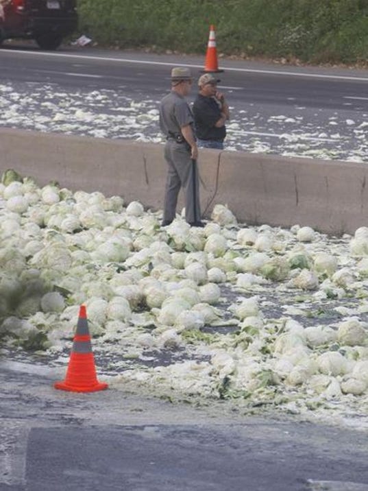 Cabbage truck crash snarls traffic on N.Y. expressway