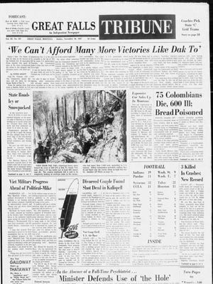 Front page of the Great Falls Tribune on Sunday, Nov. 26, 1967.