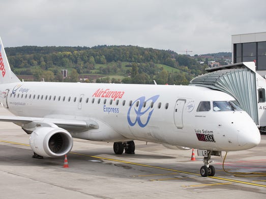 An Air Europa Express Embraer E190 awaits its next