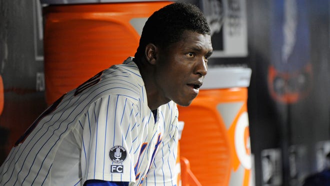 The Mets' Rafael Montero looks on from the dugout after leaving the game during the sixth inning against the Washington Nationals, on Tuesday, at Citi Field.