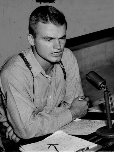 Oct. 14, 1940 - Nile Kinnick makes his debut as a radio