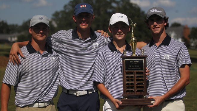 The Maclay boys golf team captured a Big Bend title on Thursday at Southwood Golf Club, becoming the first team after six years to win that wasn't Chiles. From left: Miller Shelfer, Spencer Fairfield, Patrick McCann, Bryson Bianco; Not pictured: John Menton