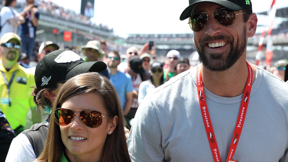 Photos Danica Patrick, and Aaron Rodgers, at Indianapolis 500