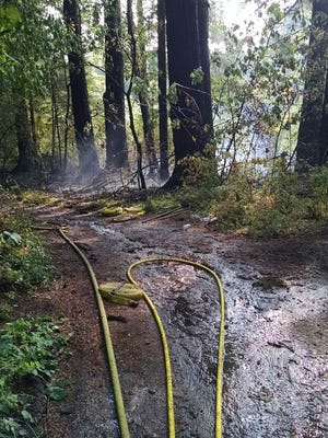 This was the scene Saturday at North Fork Park on North Fork Road in eastern Marion County. A one-acre wildfire broke out there but was controlled.