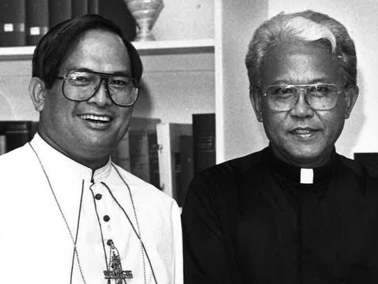 In this Nov. 27, 1987 photo, Monsignor Tomas Camacho,