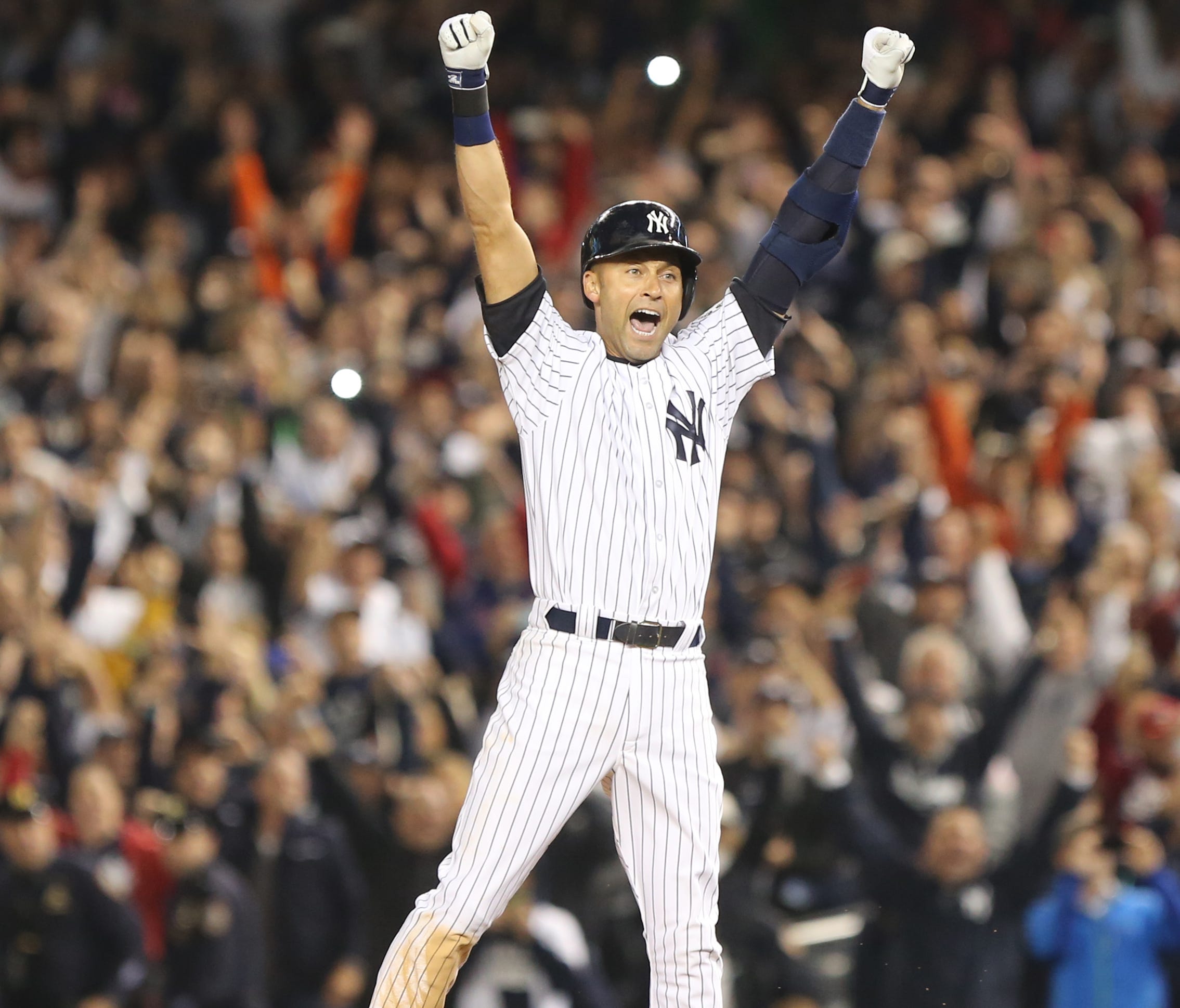 131051 --  Bronx, New York  --  September 25,   2014  --- Baltimore Orioles vs New York Yankees --  Derek Jeter plays his last game at Yankee Stadium --  Derek Jeter at his last at bat in Yankee Stadium gets the game winning hit in the ninth inning. 