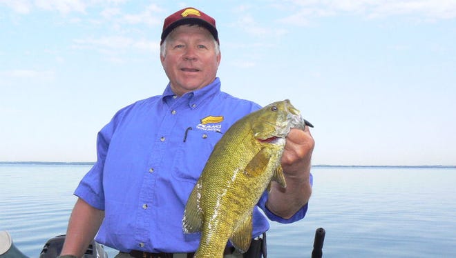 Guide Ron Barefield with a nice Lake Mendota smallmouth bass.