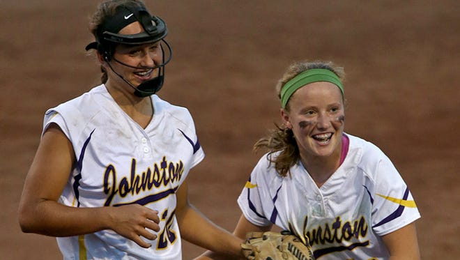 Johnston pitcher Haylee Towers, left, and Brooke Wilmes, right, were named to the all-CIC softball first team.
