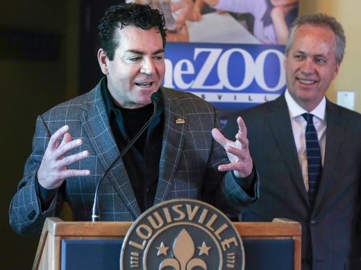 John Schnatter speaks during a press conference at