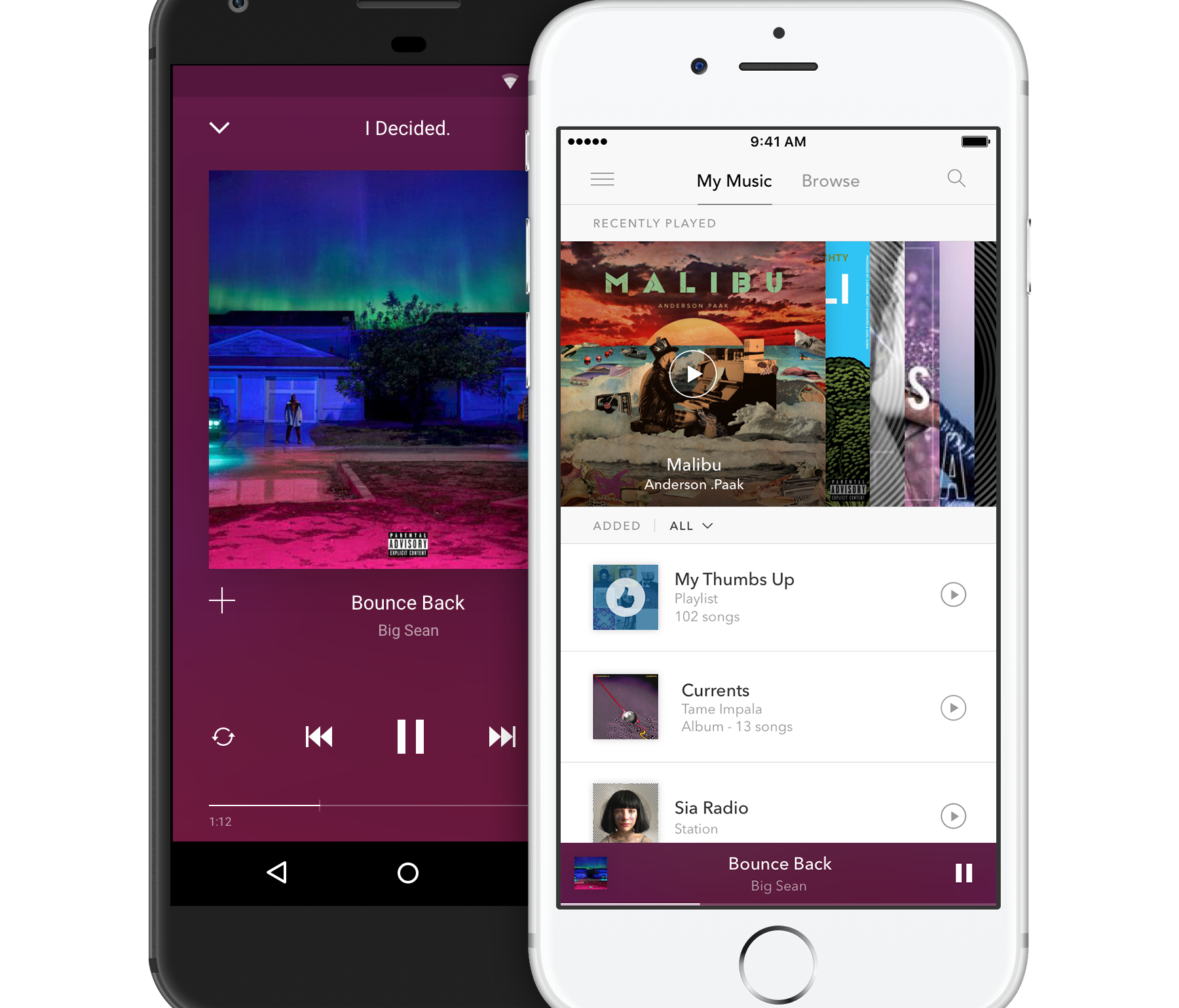 Pandora music app on smartphones.