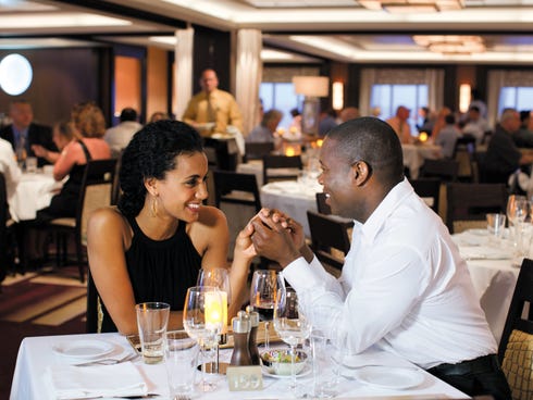 Dinner can be a romantic affair if you pick the right venue, like the Manhattan Room on Norwegian Epic. You'll feel like you're in a private New York City supper club, thanks to panoramic ocean views from the two-story, floor-to-ceiling windows.
