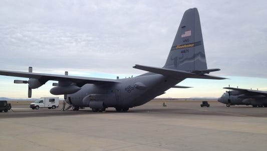 Turbulence caused injuries to crew on MANG C-130 Tuesday morning.