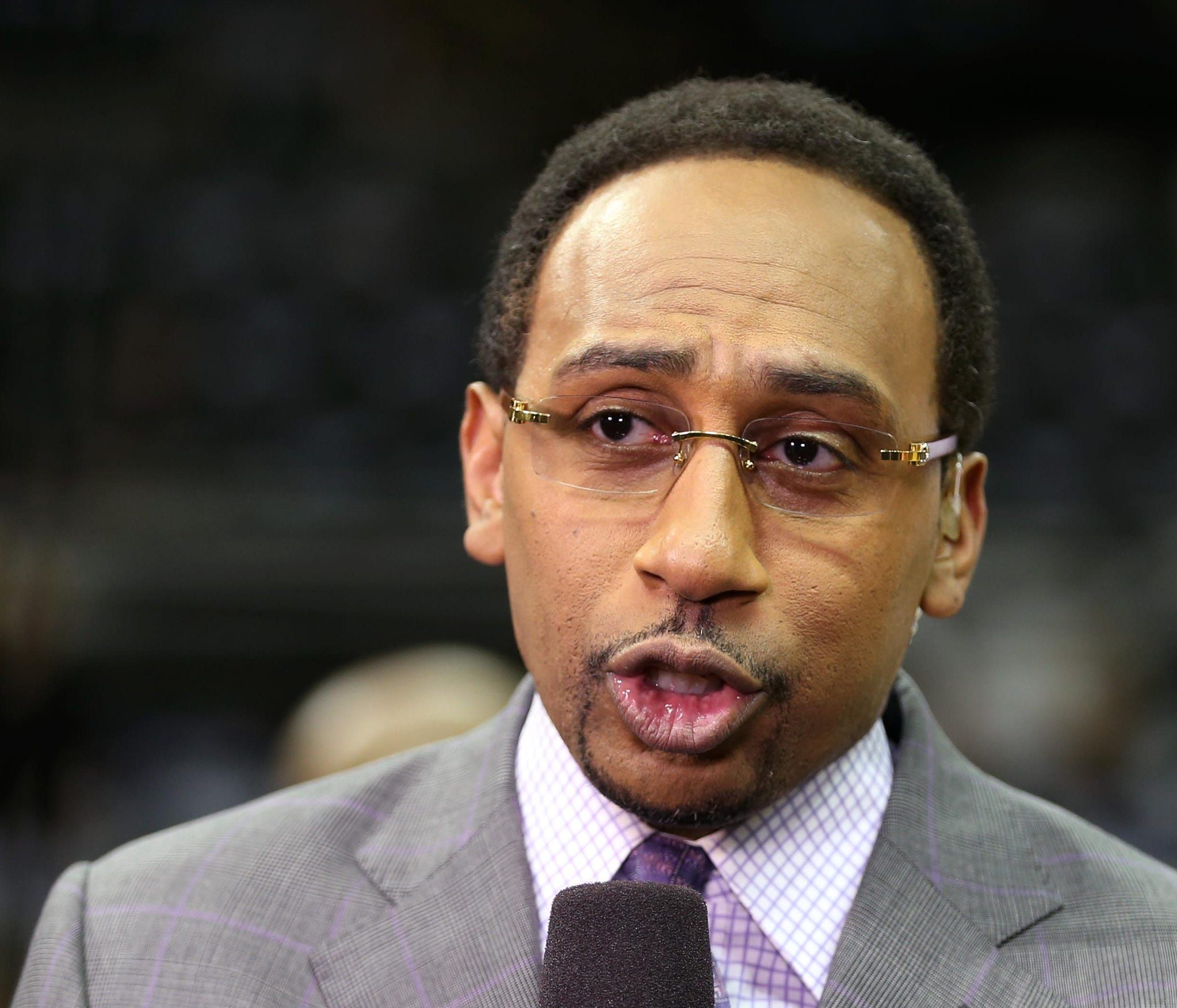 Jun 15, 2014; San Antonio, TX, USA; ESPN analyst Stephen A. Smith before game five of the 2014 NBA Finals between the San Antonio Spurs and the Miami Heat at AT&T Center. Mandatory Credit: Soobum Im-USA TODAY Sports ORG XMIT: USATSI-181090 ORIG F