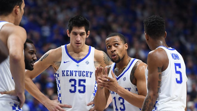 UK players during the University of Kentucky basketball game against University of Georgia at Rupp Arena in Lexington, KY on Tuesday, January 31, 2017. 