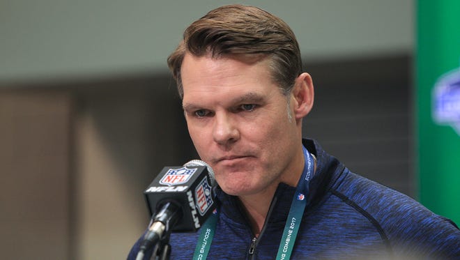 Indianapolis Colts GM Chris Ballard meets with the media at the NFL combine on March 1, 2017.