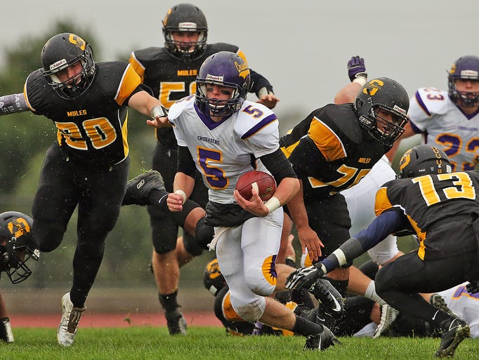Lancaster Catholic quarterback Bryan Downey (5) gets