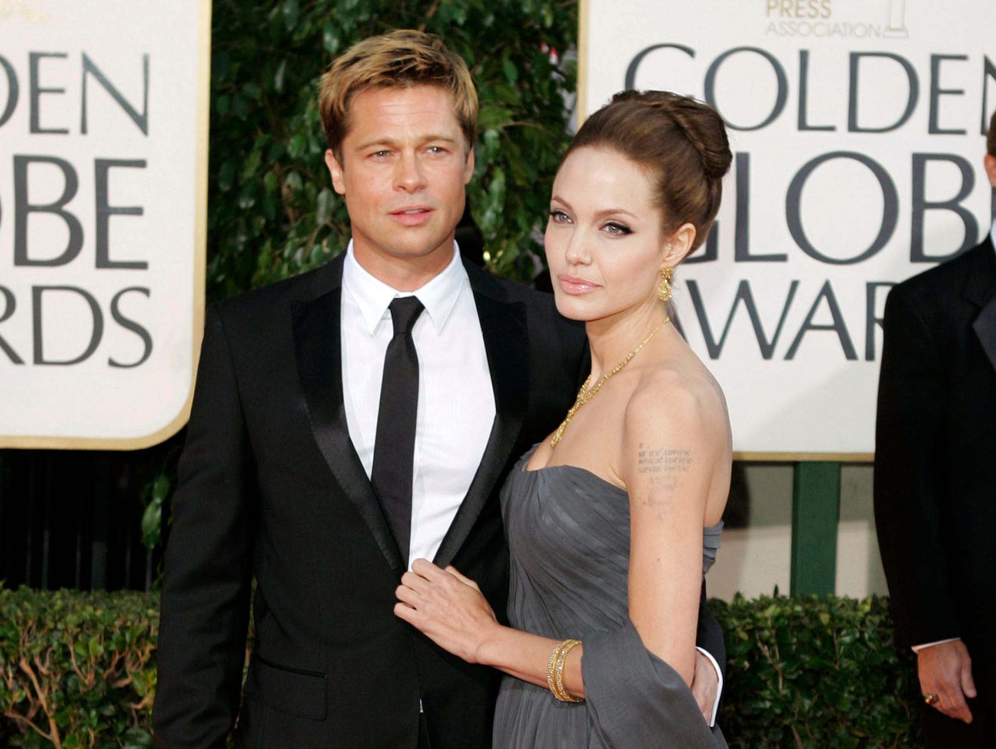In this Jan. 15, 2007 file photo, Brad Pitt, and actress Angelina Jolie arrive for the 64th Annual Golden Globe Awards in Beverly Hills, Calif.