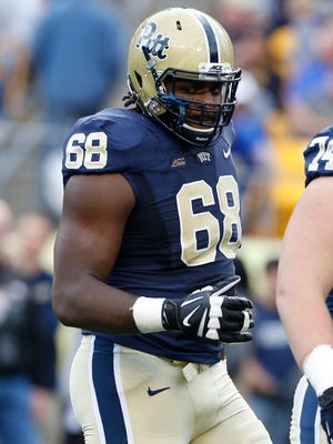 Pittsburgh lineman T.J. Clemmings plays against  Georgia Tech on Oct. 25, 2014 in Pittsburgh.