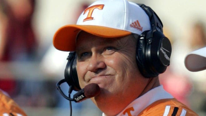 Former Tennessee coach Phillip Fulmer watches from the sidelines during a game against Alabama in 2005.