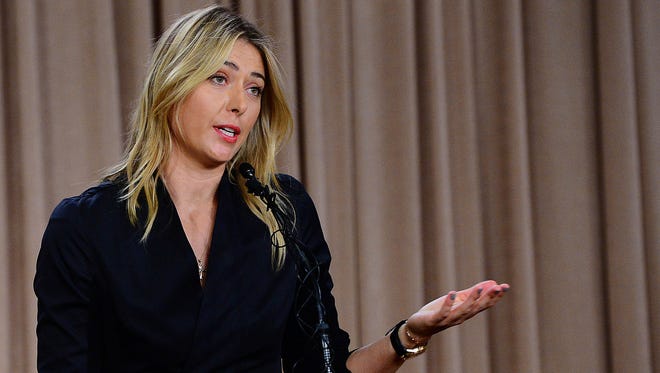 Maria Sharapova speaks to the media announcing a failed drug test March 7, 2016.