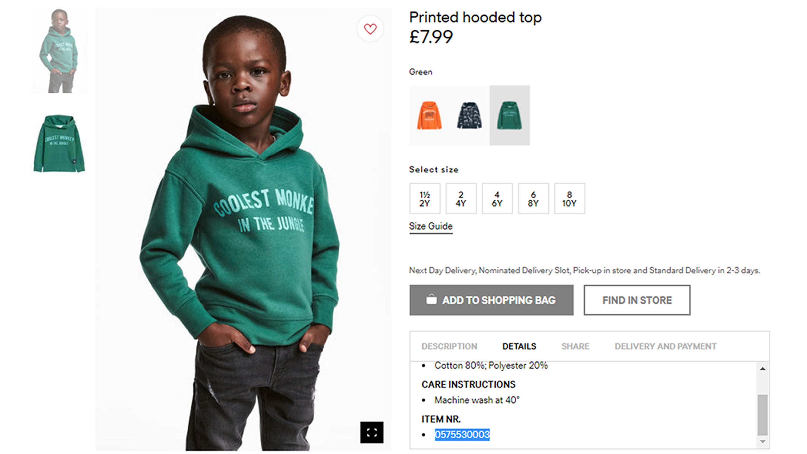 H and m store sweatshirt