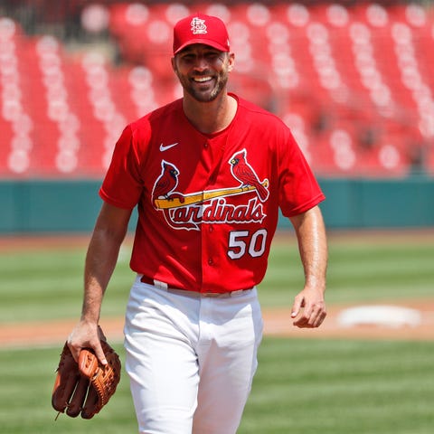 FILE - St. Louis Cardinals pitcher Adam Wainwright