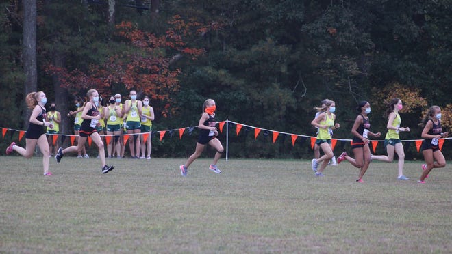 The Taunton High girls cross country team competed against King Philip in a scrimmage meet at Taunton High School Tuesday, Sept. 29, 2020. It was the first athletic competition at the high school since the pandemic hit in March.