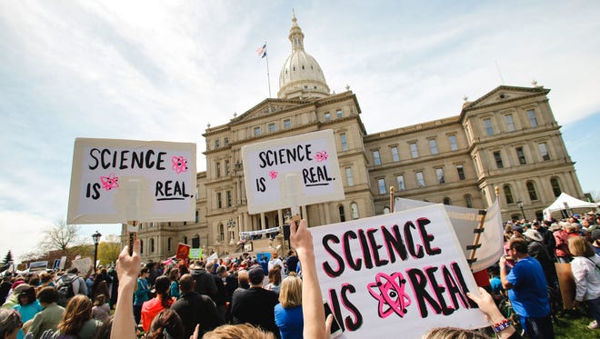 About 2,500 people rallied at the Michigan State Capitol in April for a March for Science event that was one of more than 500 planned in cities across the world on Earth Day, emphasizing the importance of science and its impact on society.