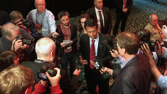 Local and national media interview Gov. Bobby Jindal before the NRA Leadership Forum on Friday April 10, 2015.