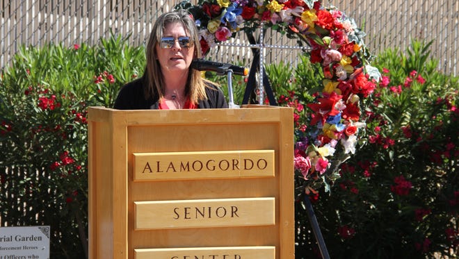 Melissa Dorrance Baray, wife of fallen officer Agent Julio E. Baray, said a few words to honor local fallen law enforcement officers and to recognize National Police Week and Peace Officer Memorial Day which is the week of May 12-17.