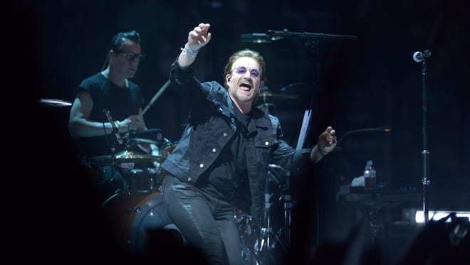 U2 continues the Experience and Innocence Tour with a performance Saturday at Bridgestone Arena. Bono is lead vocals, and Larry Mullen Jr. plays drums.