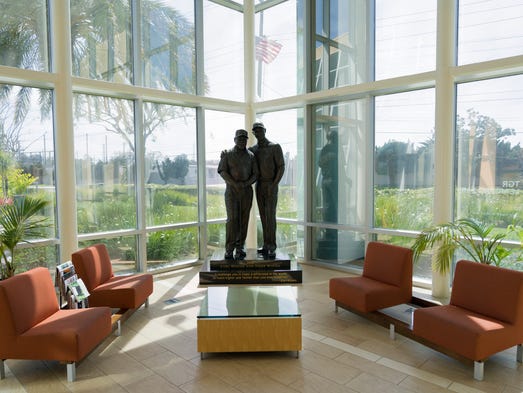 A view of the welcome lobby at the Tiger Woods TGR