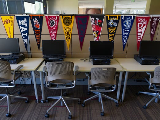 Common use computers are setup along various college
