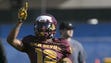ASU wide receiver John Humphrey points to the sky during