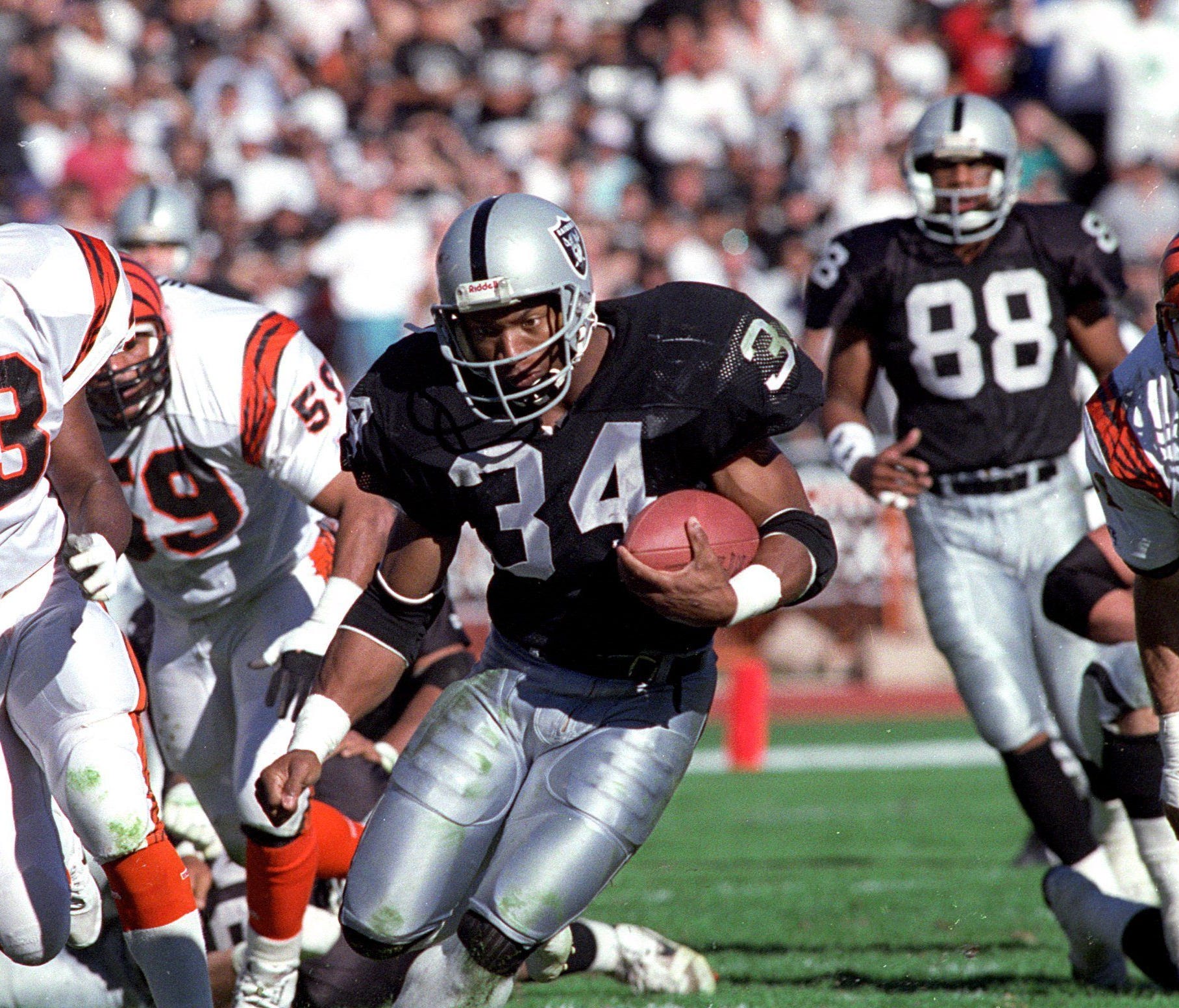 Bo Jackson's football career ended - and baseball career was threatened - when he suffered a hip injury in a 1991 playoff game.