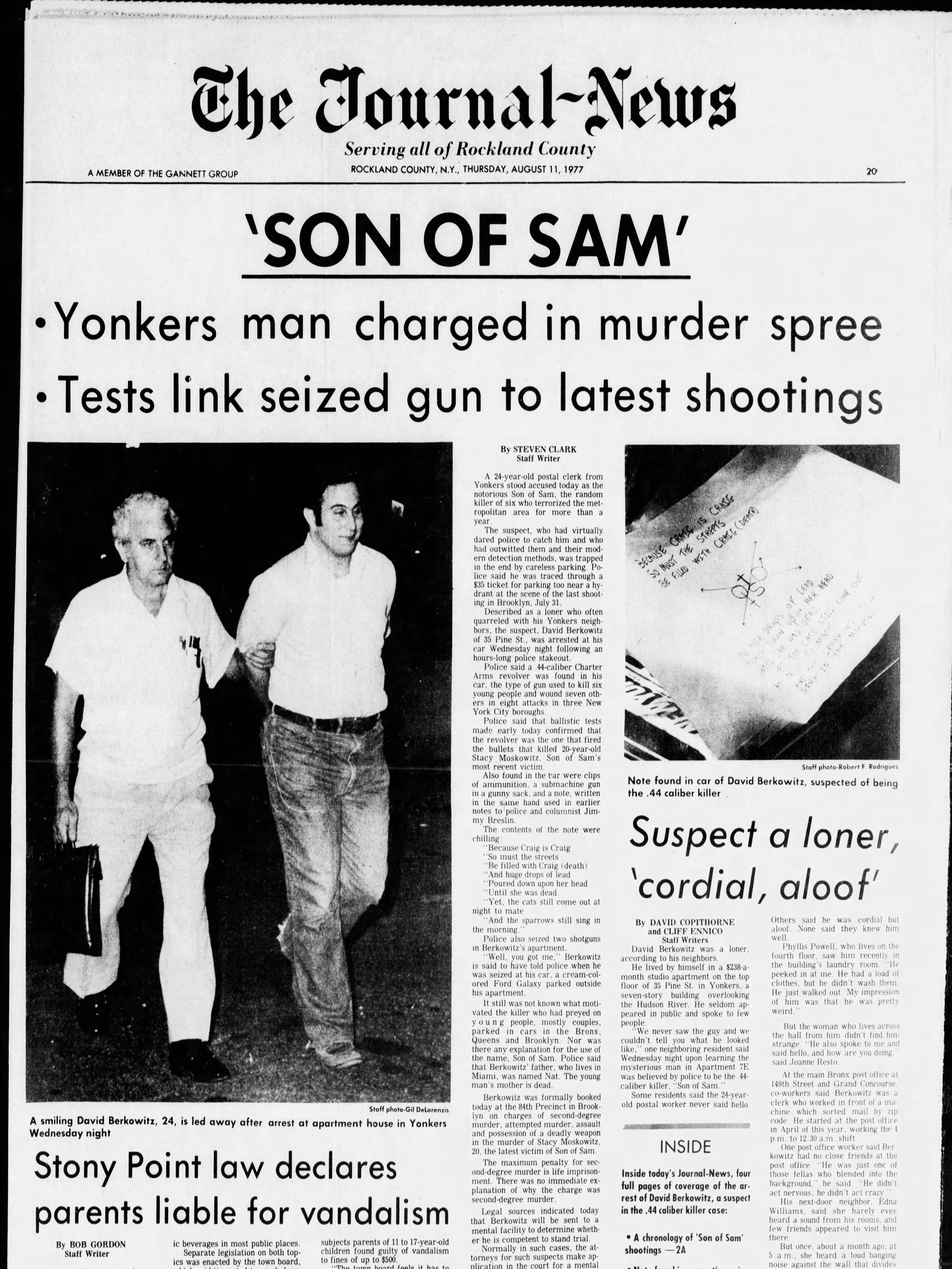 Son Of Sam Arrested In Yonkers 40 Years Ago