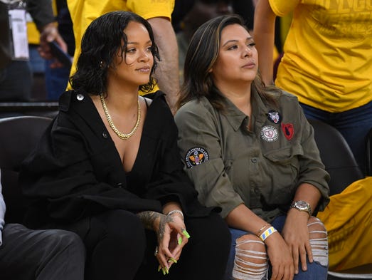 Recording artist Rihanna in attendance for Game 1.