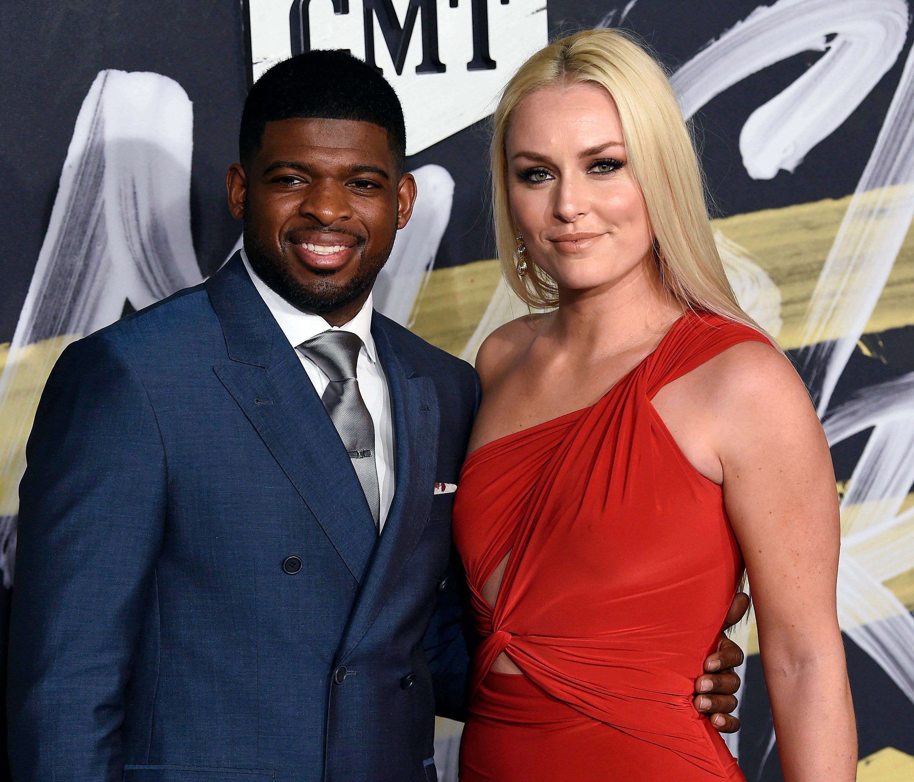 P. K. Subban and Lindsey Vonn on the red carpet prior to the CMT Music Awards at Bridgestone Arena.