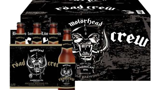 Motörhead's official "Röad Crew" beer, made by Arcadia Ales of Kalamazoo, to be released June 23 in the United States.