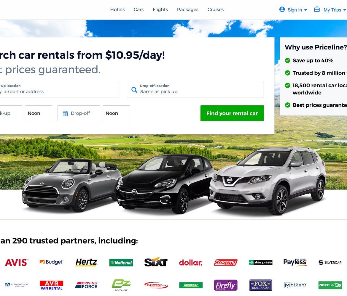 Priceline.com customers will now see this when they try to book rental cars. They will no longer 