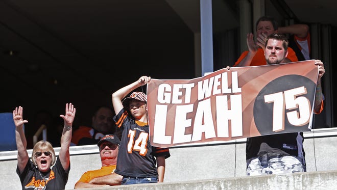 Fans show their support for Leah Still, daughter of Cincinnati Bengals defensive tackle Devon Still (75) during the fourth quarter.