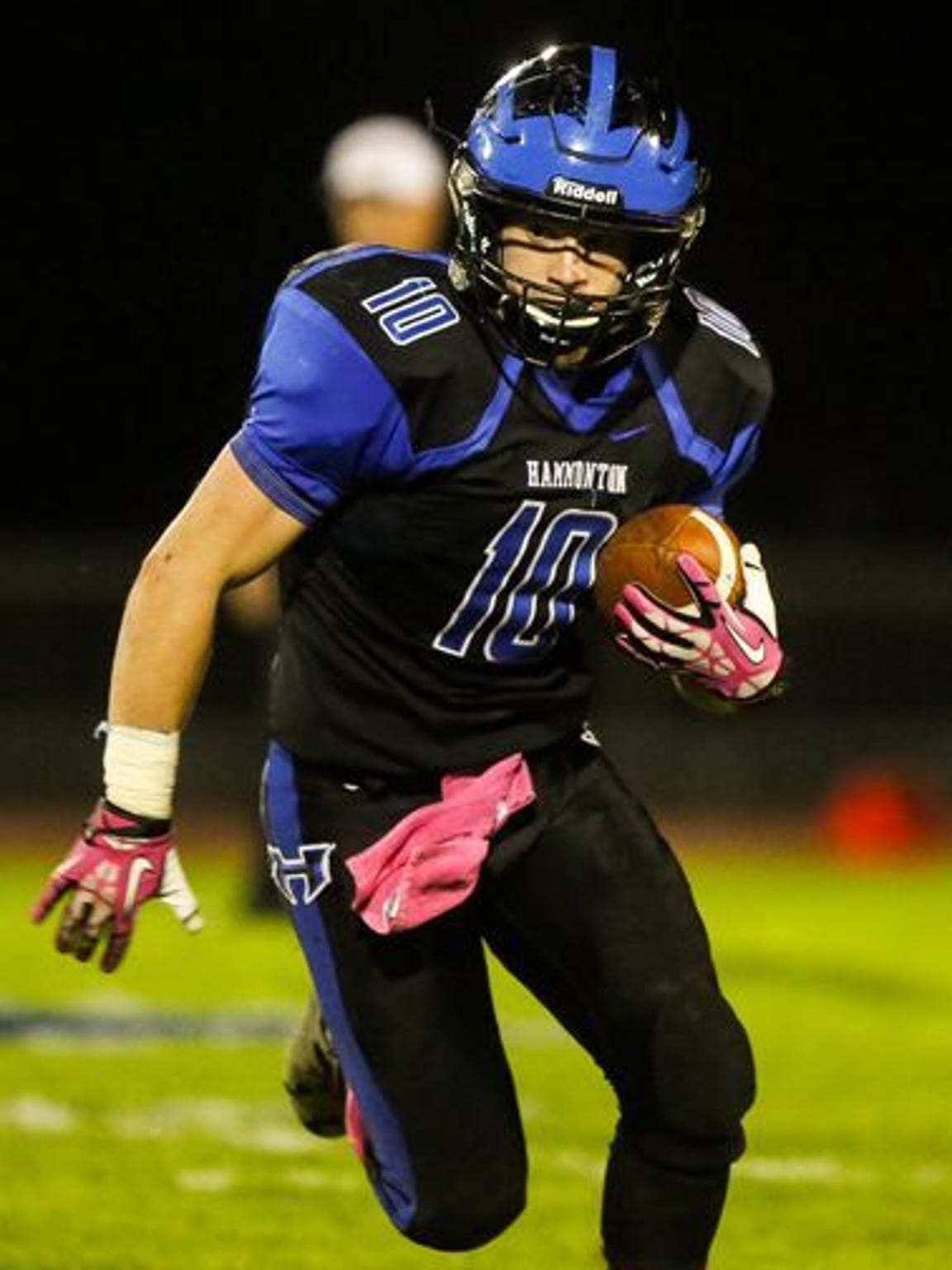 Hammonton football player Sean Ryker also loves being a cheerleader