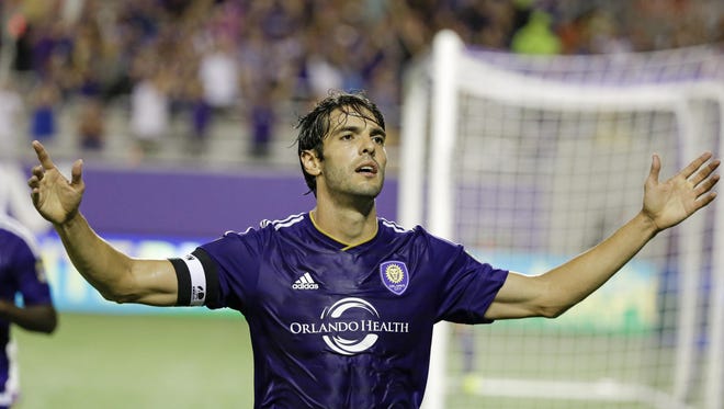 Orlando City's Kaka, shown celebrating a goal, has scored five times in the past seven MLS games.