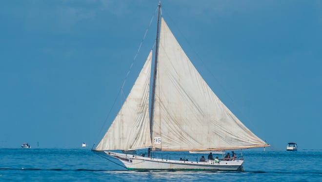 Skipjacks participate in the 56th Annual Deal Island Skipjack Races on Monday morning.