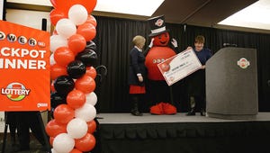 Sarah Taylor, right, executive director of Hoosier Lottery, said one Indiana Powerball ticket holder claimed the estimated $435.3 million Powerball jackpot as Bohemian Financial LLC, allowing the winner to remain anonymous. On Monday, March 13, 2017, Taylor presented a celebratory check of his winnings to Jennifer Dzwonar, the winner's representative. The winner took the lump-sum cash option of $263.5 million before taxes with a final payout of $189.1 million after taxes.