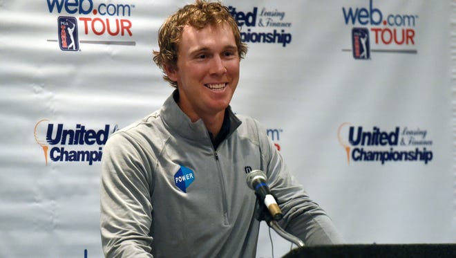 United Leasing & Finance Championship winner Seamus Power speaks about being in the PGA during a media day at Biaggi's in Evansville Tuesday.  The Web.com Tour golf event will take place again at Victoria National Golf Club April 20-23.